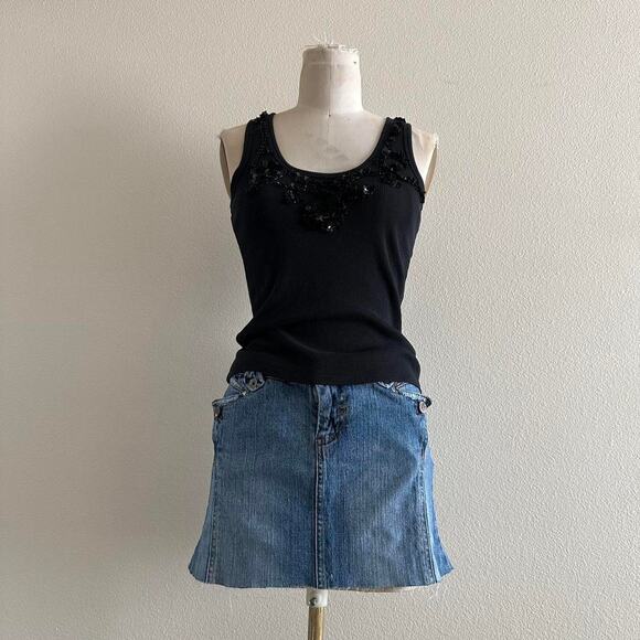 Bebe black sequin sleeveless top - Picture 1 of 11